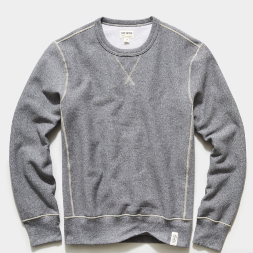 TODD SNYDER - ISSUED BY: GARMENT DYED CREW SWEATSHIRT IN SALT & PEPPER SIZE SM